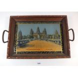 A small tray with tinted photograph base showing the 'Exposition Coloniale Internationale, Paris