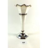 A silver trumpet vase with weighted base, Birmingham hallmark, early 20thC (date mark rubbed) - 20cm