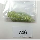 A parcel of calibrated round peridot, total 18cts (2mm, 2.5mm, 3.5mm plus 4mm)