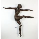 An Art Deco patinated bronze figure of a nude dancer by Marcel Bouraine 37cm tall - missing base and