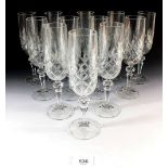 A set of twelve Slovakian cut glass champagne flutes