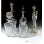 Six various glass decanters