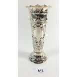 A silver tapered vase with scrollwork decoration, 18.5cm tall, 143g