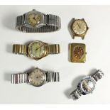 Six vintage mechanical watches including Automatic and Roamer