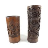 Two Chinese carved bamboo brush pots, 35 x 27cm