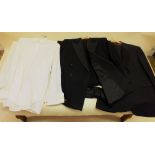 Two gentlemen's dinner jackets and trousers plus two dress shirts