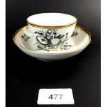 A New Hall late 18th century cup and saucer printed in black