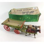 A W Britains farm wagon, No 5F with two horses, boxed