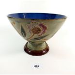 A Royal Doulton stoneware pedestal bowl incised pattern of flowers c1920's - 16.5cm high