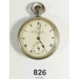 A Thomas Russell & Son silver plated pocket watch with seconds dial and screw back