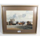 W. Plant - watercolour of Oasthouses, signed - 24 x 33cm