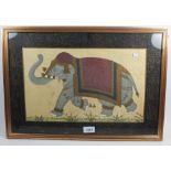 An Indian watercolour on silk of an elephant, 39 x 24cm