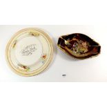 A Victorian 'Tongue Dish' and a Carlton Ware chinoiserie dish