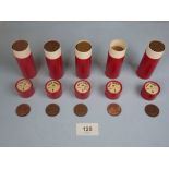 Bank tubes of Elizabeth II halfpennies (5). 1950 & 1960's, tube marked 1953 contains (50) 1953