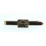 A 9ct gold RAC tie pin, boxed, 11.5gm