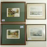 A pair of coloured engravings of Gosport and Portsmouth, 10 x 15cm and two other prints