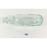 A 19th century glass round bottomed mineral water bottle moulded 'Talbot & Co' Gloucester