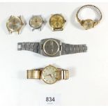 Six vintage mechanical watches including Seiko Automatic and an Avia