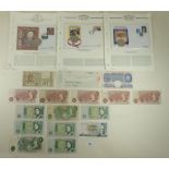 A quantity of British banknotes including: £1 blue K.O Peppiatt. L46H, £1 green JB page. BW EZ,