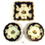 Three Worcester Flight, Barr & Barr serving plates painted shells - all damaged and restored