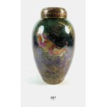 A Carlton Ware lustre 'Armand' lidded vase decorated butterflies and moths, 27cm
