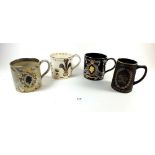 Four Wedgwood Royal commemorative mugs, three designed by Richard Guyatt