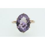 A 9ct rose gold ring set amethyst, size M, 3g