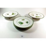 A Victorian dessert service comprising four plates and two comports printed ferns