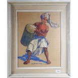 Dorothy Newsome - British 20th century oil on canvas on board - The Drummer Basta State Dance - 46 x