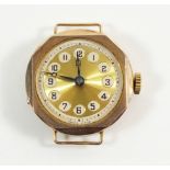 A 9ct gold octagonal ladies wrist watch