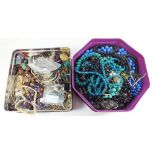 Two boxes of costume jewellery