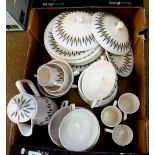 A 1950's Ford & Sons 'Tampico' part coffee and dinner service comprising: six soups and stands,