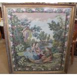 A large Chinese tapestry after Fragonard by Man Fong (no label), 96 x 81cm