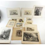 A small group of etchings and engraings, unframed