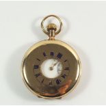 A 9ct gold half hunter pocket watch by Waltham, 104g