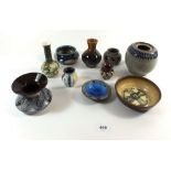 A small selection of studio pottery vases etc