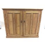 A 19th century pine two door kitchen storage cupboard 141 wide x 122cm tall x 40cm deep