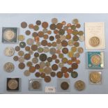 A quantity of coinage, examples including: British pre-decimal and decimal, farthings to ten pences,
