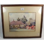Phyllida Lumsden - 'Country house and Garden', watercolour - signed (the artist was a well known