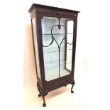 A 1920?s Chippendale Revival mahogany glazed display cabinet with frieze drawer and cabriole