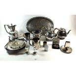 Various silver plated items including tea kettle