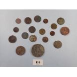 A quantity of 18 approx copper bronze coinage/medallions, George III & Victoria mainly George III