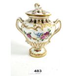 A Sevres pot pouri and cover, painted flowers and gilt surround, chip to lid, 13cm
