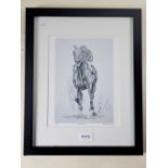 D Sampson - limited edition print of racehorse, 'Secretariat', signed in pencil, 22 x 15cm