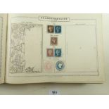 Gilt-edge 19thC French 7th edition Maury stamp album of mint & used GB, Br Empire & ROW stamps of QV