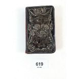 A leather prayer book with silver frontispiece embossed angel heads, Birmingham 1905