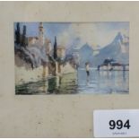 A 19thC small watercolour of Lake Como, signed Gianni - 5.4 x 8.5cm