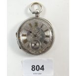 A late 19thC fine silver pocket watch with Swiss movement and fancy dial face with gold and silver
