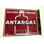 A French two sided enamel advertising sign, 'Antargaz Butane Propane'