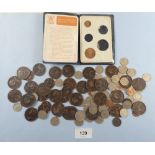 A quantity of miscellaneous coinage including: sixpences George VI & Eliz II, Victoria half